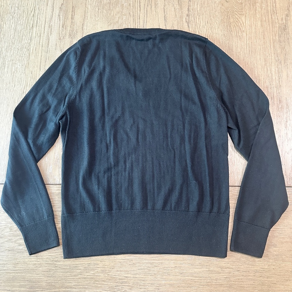 Sport Haley Cable Knit V-Neck Sweater Size Large Black - Picture 7 of 7